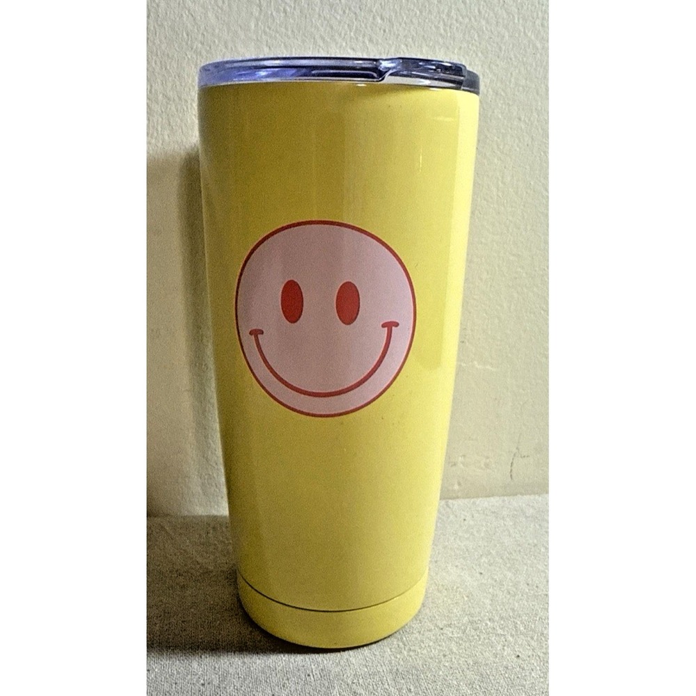 Palmetto Moon Yellow Smiley Face Tumbler with Lid Stainless Steel Travel‎ Mug